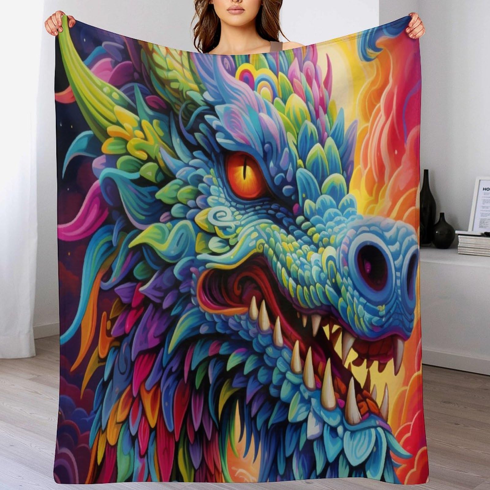 Couverture dragon en flannel, le cadeau doux et chaud pour un anniversaire