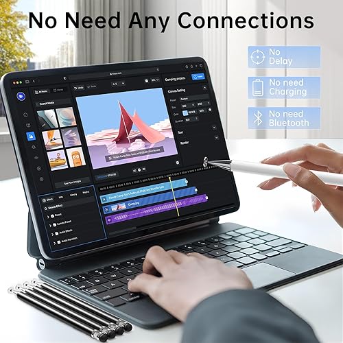 Miniatura 13 de Stylus (5 unidades), lápiz capacitivo 2 en 1 para pantalla táctil, alta precisión y sensibilidad, adecuado para tabletas iPhone/iPad/Android