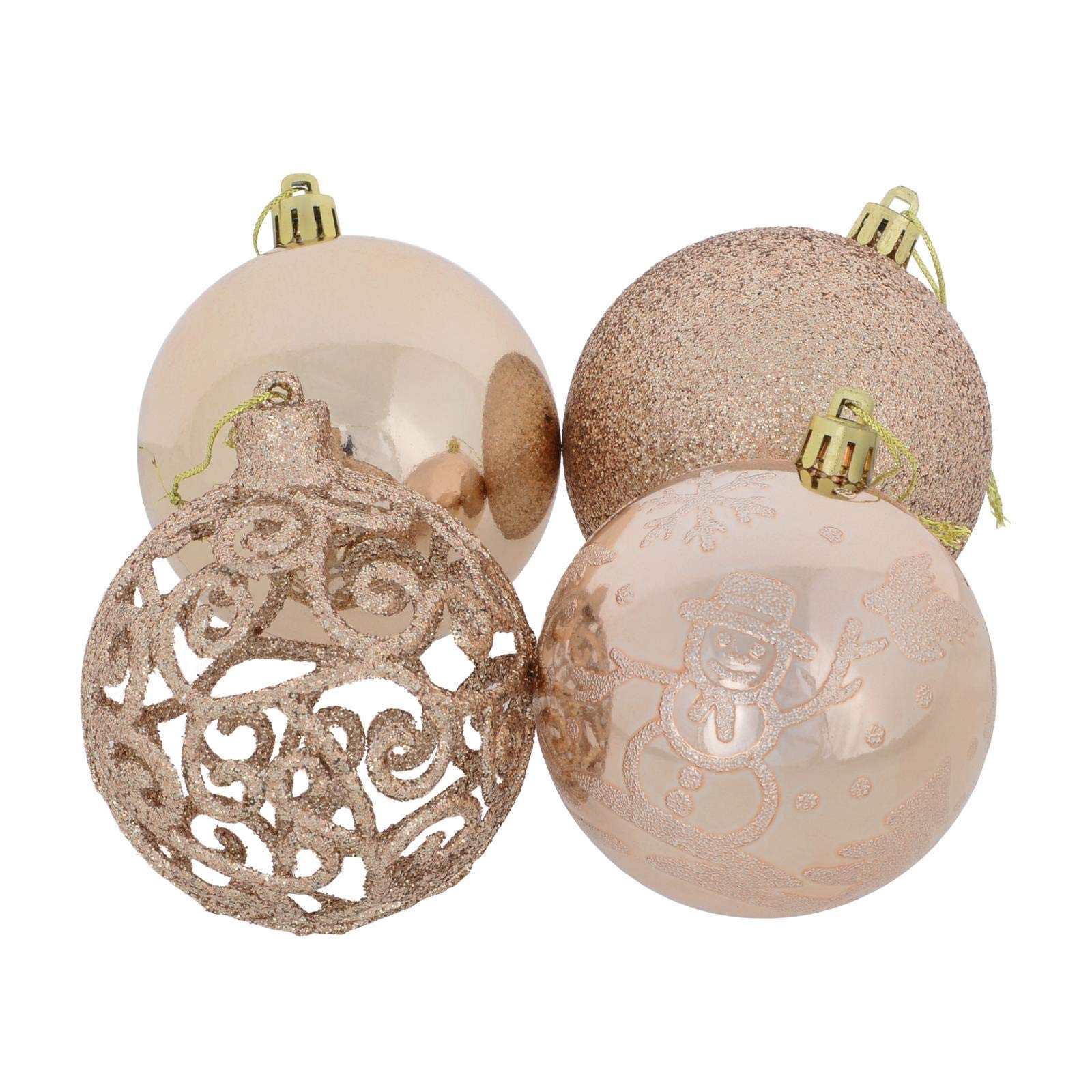 Mr Crimbo 24 Pack Christmas Tree Baubles Decorations Ornaments 8cm - Rose Gold