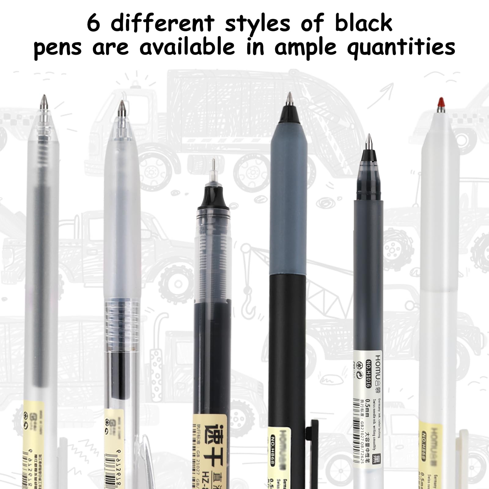 SIKAO Gelstifte 6er Pack – 0,7 Mm, Schwarz, Weicher Griff, Schnell Trocknend, Für Büro & Schule