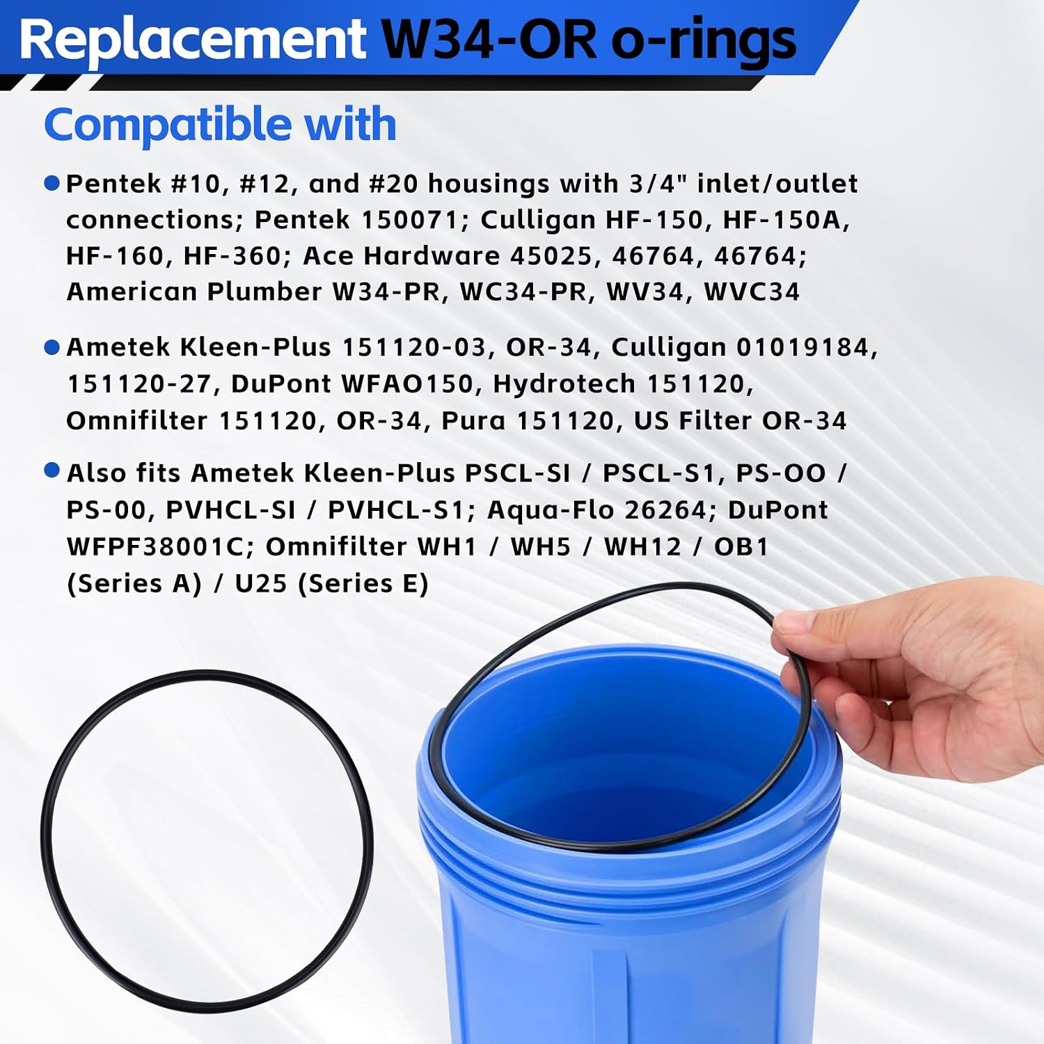 Xastro SPBW-1 Heavy Duty Water Filter Wrench & 2-Pack W34-OR O-Rings Kit – Complete Maintenance Set for Culligan HF-150, Pentek 150295, American Plumber – Durable Metal Wrench with Buna-N O-Rings