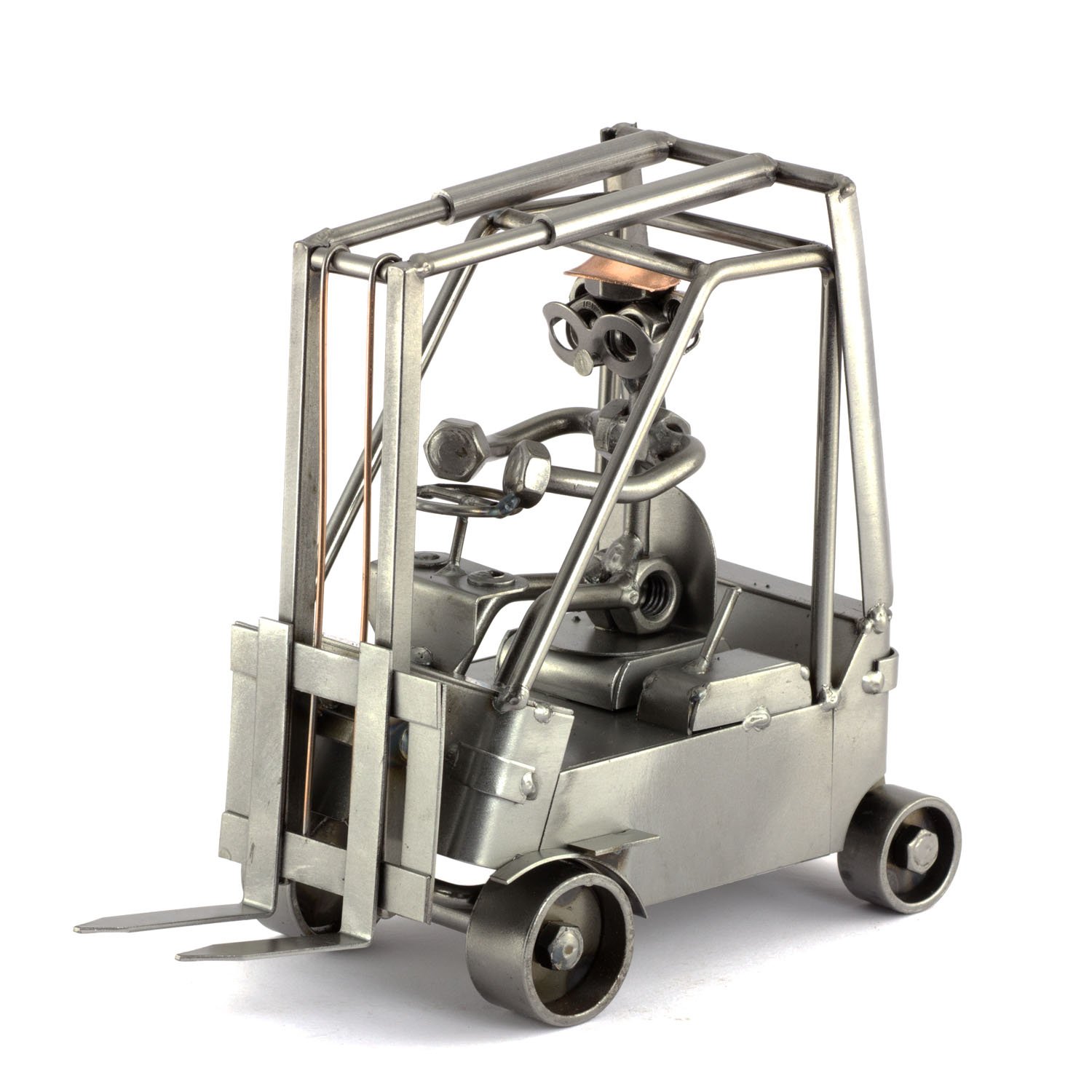 Steelman24 I Omini di Viti Carrello Elevatore II I Idee Regalo Originale I Soprammobili in Metallo I Modellino