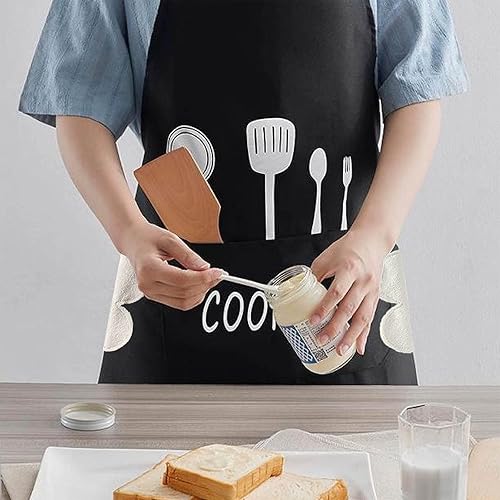 Miniatura 6 de Delantales para mujer con bolsillos, delantal de cocina con bolsillos para limpiar las manos, impermeables para cocinar y hornear