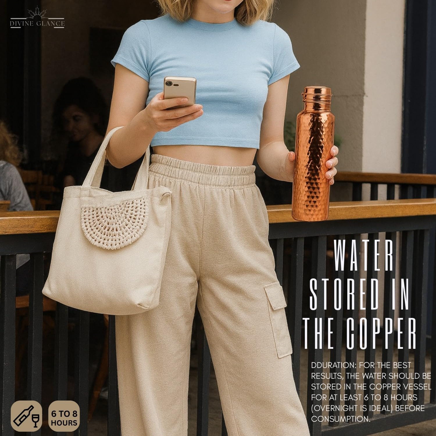 Copper Water Bottle - 34 Oz Extra Large - A Hammered Ayurvedic Pure Copper Vessel For Drinking - Drink More Water, Lower Your Sugar Intake And Enjoy The Health Benefits Immediately