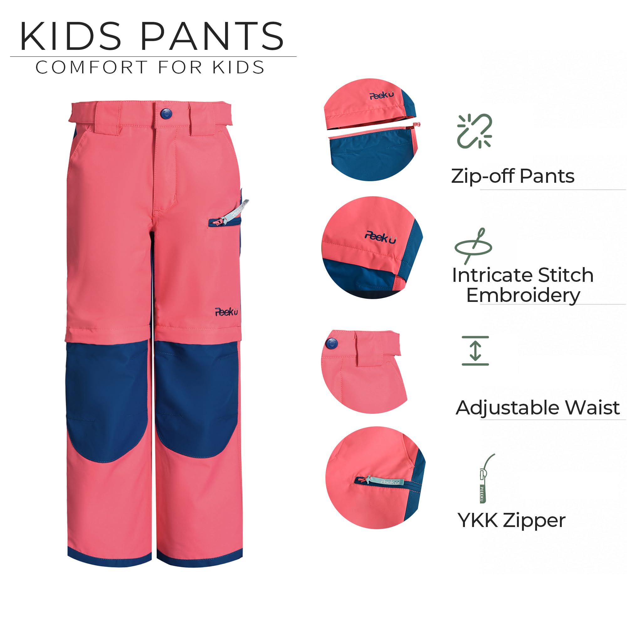 Kinder-Hose mit abzippbaren Beinen,Wasserabweisende Outdoor-Hikinghosen für Jungen und Mädchen,leichte Kinderhose