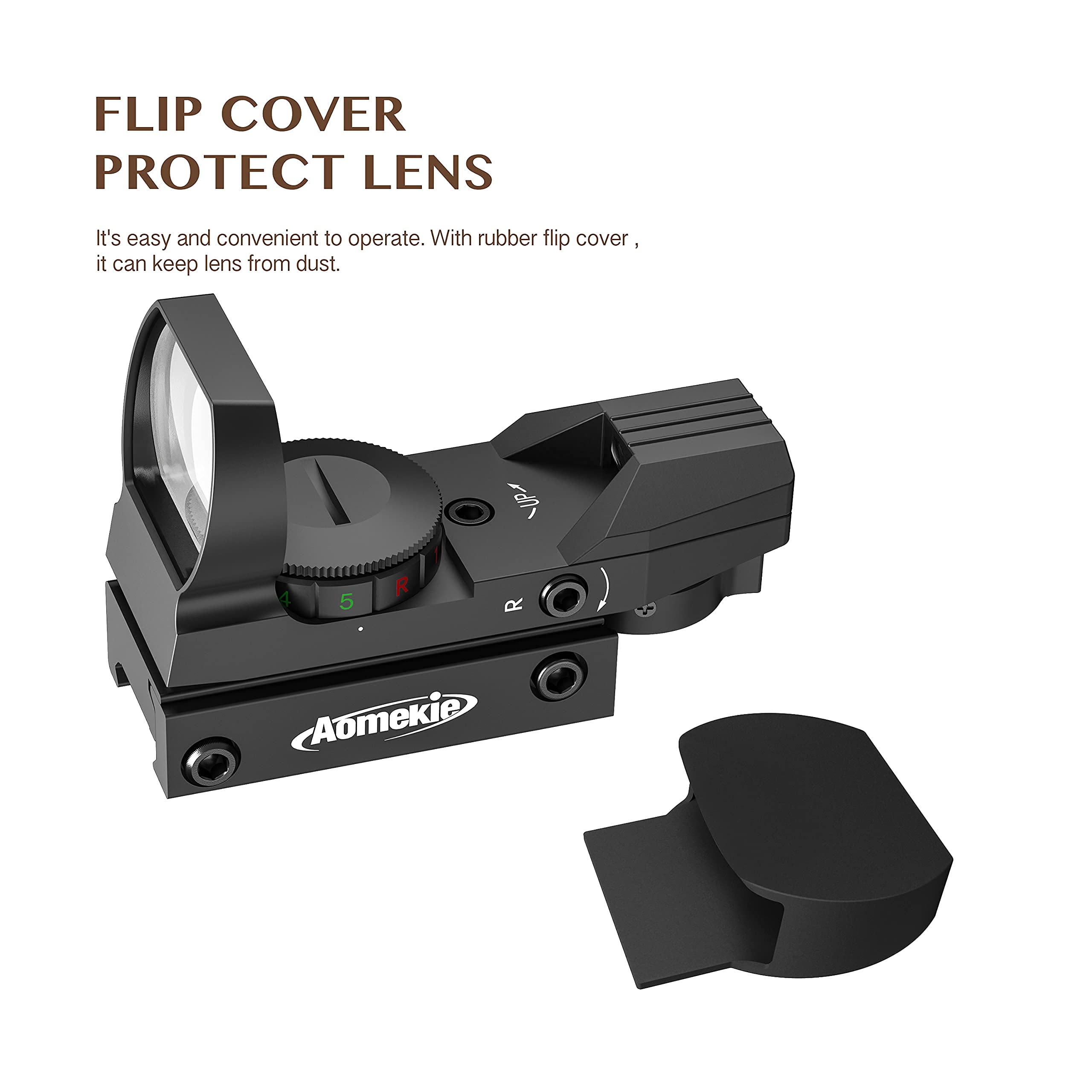 AOMEKIE Viseur Point Rouge Vert HD avec 4 Réticules et 5 Luminosités Réglables Airsoft Red Dot Sight Étanche pour Picatinny 20mm/22mm