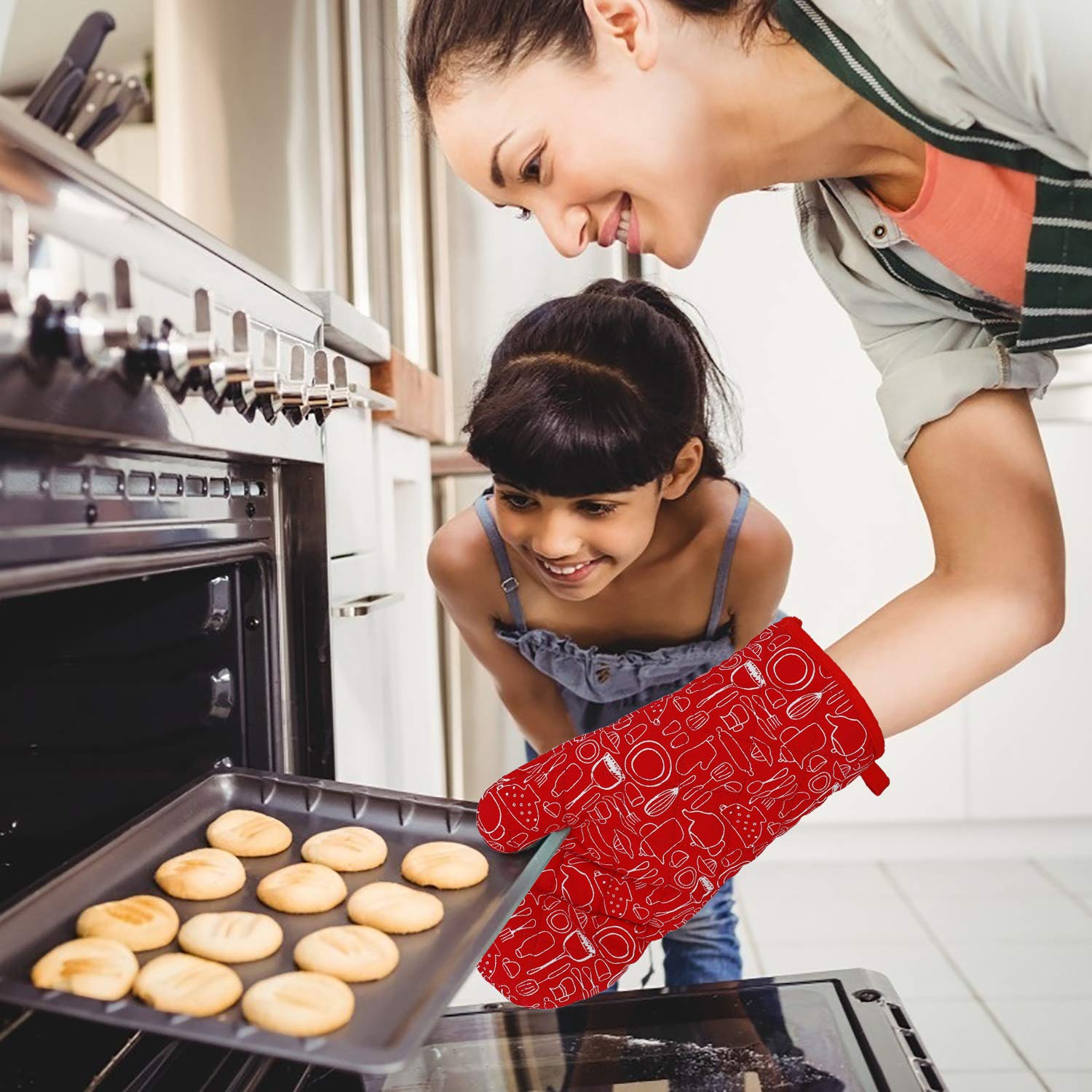 Set Guanti Da Forno E Presine Resistente Al Calore - 3 Pezzi, Cotone, Nero - Foto 2