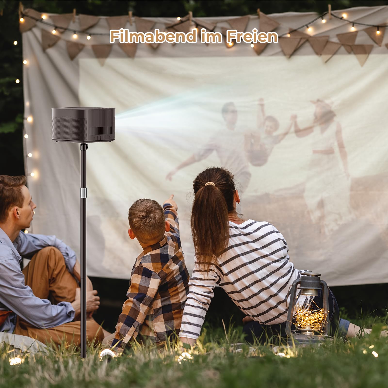 Metallischer Beamer ständer, höhenverstellbar 50–125 cm mit 360°Drehwinkel, Platzsparend, Hält bis zu 5 kg, kompatibel mit Projektoren, Kameras, Camcorder und mehr