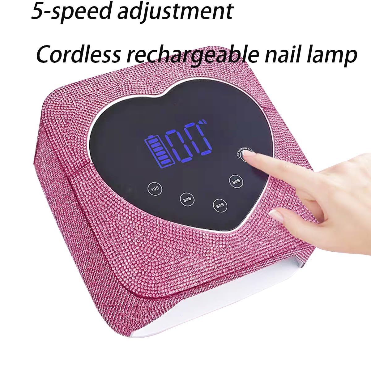 Shiny Diamond Wireless Nail Light Therapy lamp,ZDAYOZ Rechargeable UV lamp for Gel Nail Treatment, Cordless UV with 5 timers and Automatic sensors (Rose red Brick and Stone Sparkling Nail lamp)