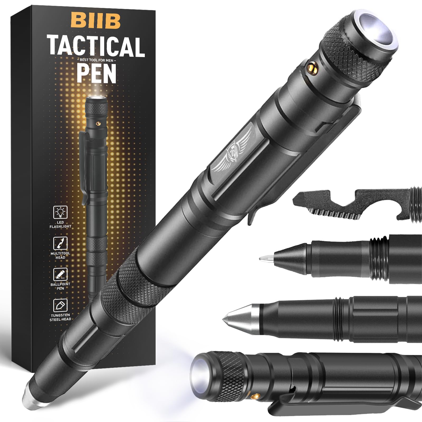 BIIB Idee Regalo Uomo, Idee Regalo Uomo Compleanno, Multiuso Penna con Torcia Elettrica Gadget Utili, Regalo Anniversario per Lui, Regali per Papà, Regali Natale Originali Regali Secret Santa