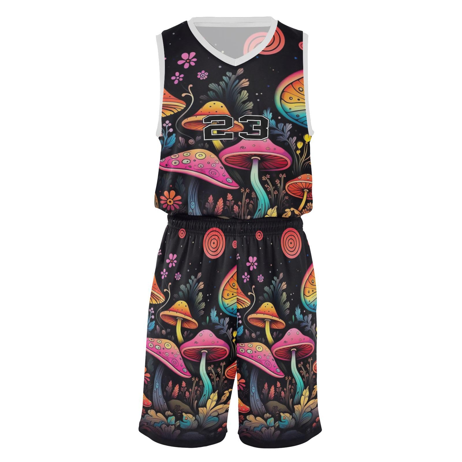 FLildon Fantasy Mushroom Boys Basketball Jersey Set Tank Top Shorts Tracksuit Sport Training Suit for Kids, L