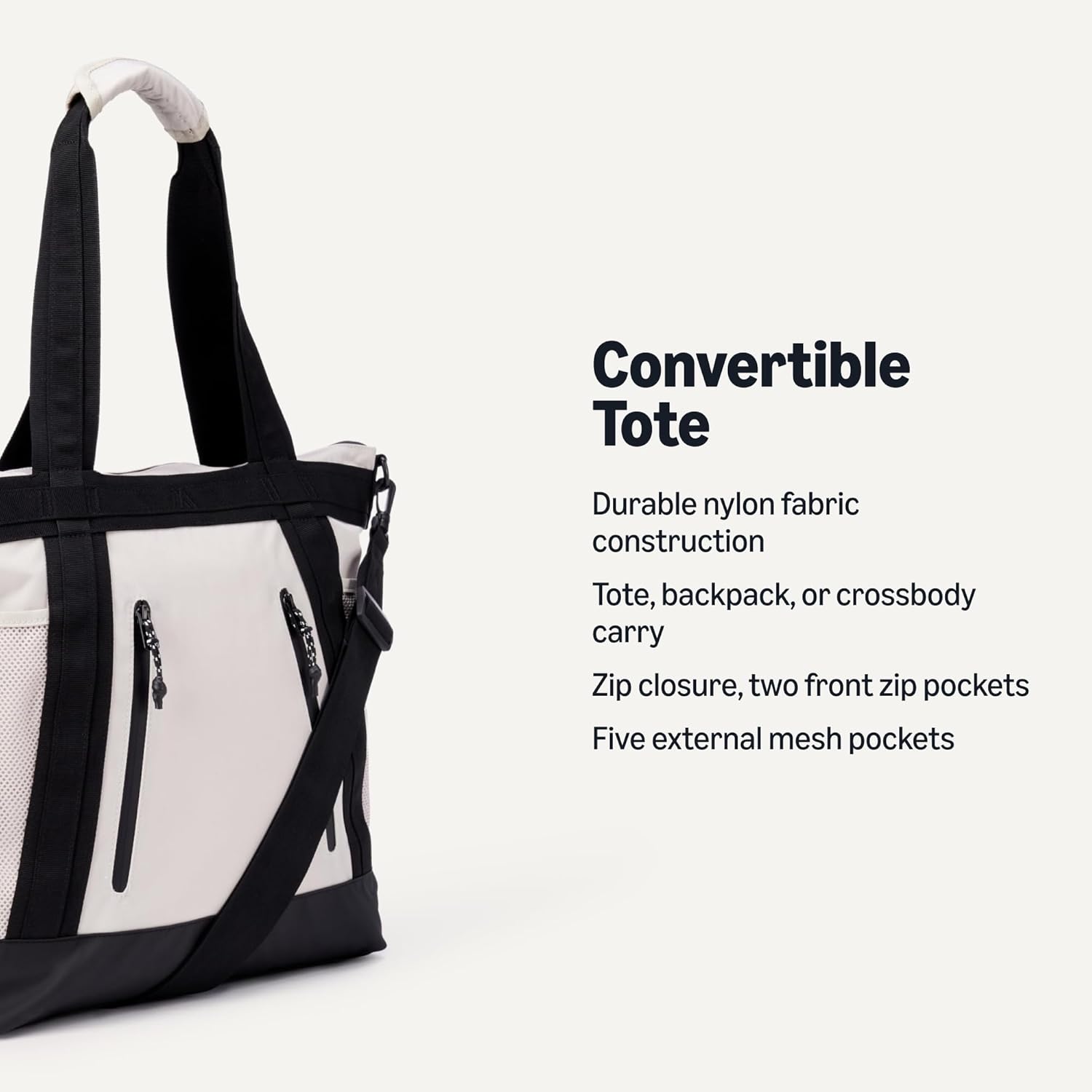 Amazon Essentials Unisex Adults' Convertible Nylon Backpack Tote with Adjustable Straps for Men and Women