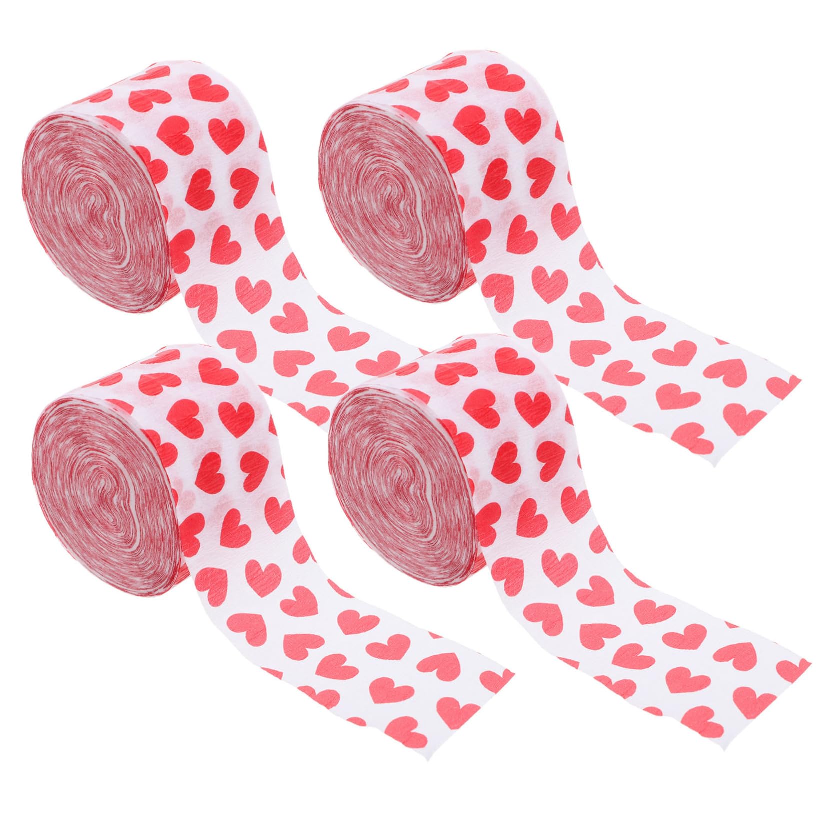 KOMBIUDA Valentines Day Decor 4pcs Heart Crepe Paper Streamers Rolls for Wedding Party Decorations