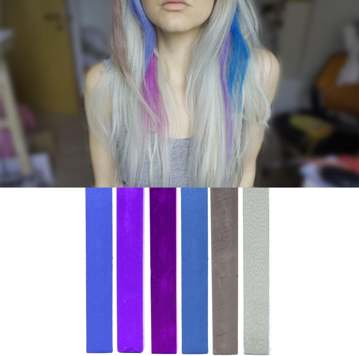 Best Smokestack Ombre Hair Dye Set | Blue, Violet, Purple, Grey and Silver Hair Color | SMOKESTACK Temporary Vibrant Hair Dye | HairChalk
