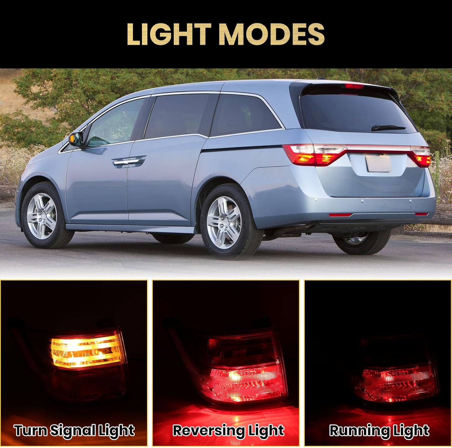 Tail Light Assembly Compatible with 2011 2012 2013 Honda Odyssey Rear Taillight Left Driver Side Includes Bulb 33550TK8A01 HO2804100