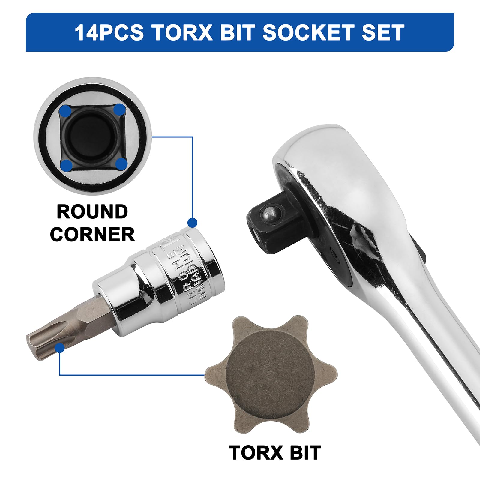 Amazon.com: Mayouko 14PCS Torx Bit Socket Set, T6-T60, 1/4