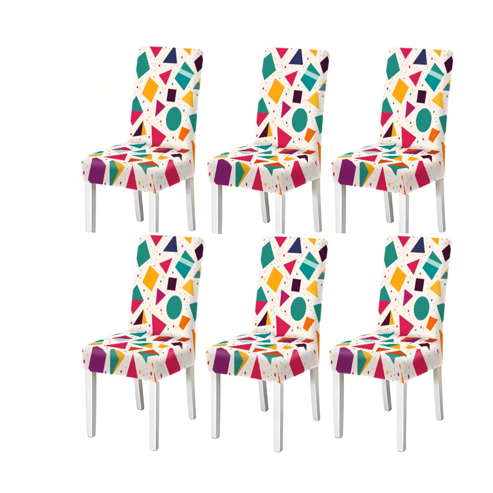 BOSUYBN Geometric Print Dining Chair Covers Set Of 2/4/6, Stretch Slipcovers For Kitchen Dining Room Furniture Protectors for Home Dining Room(6PCSChair cover)