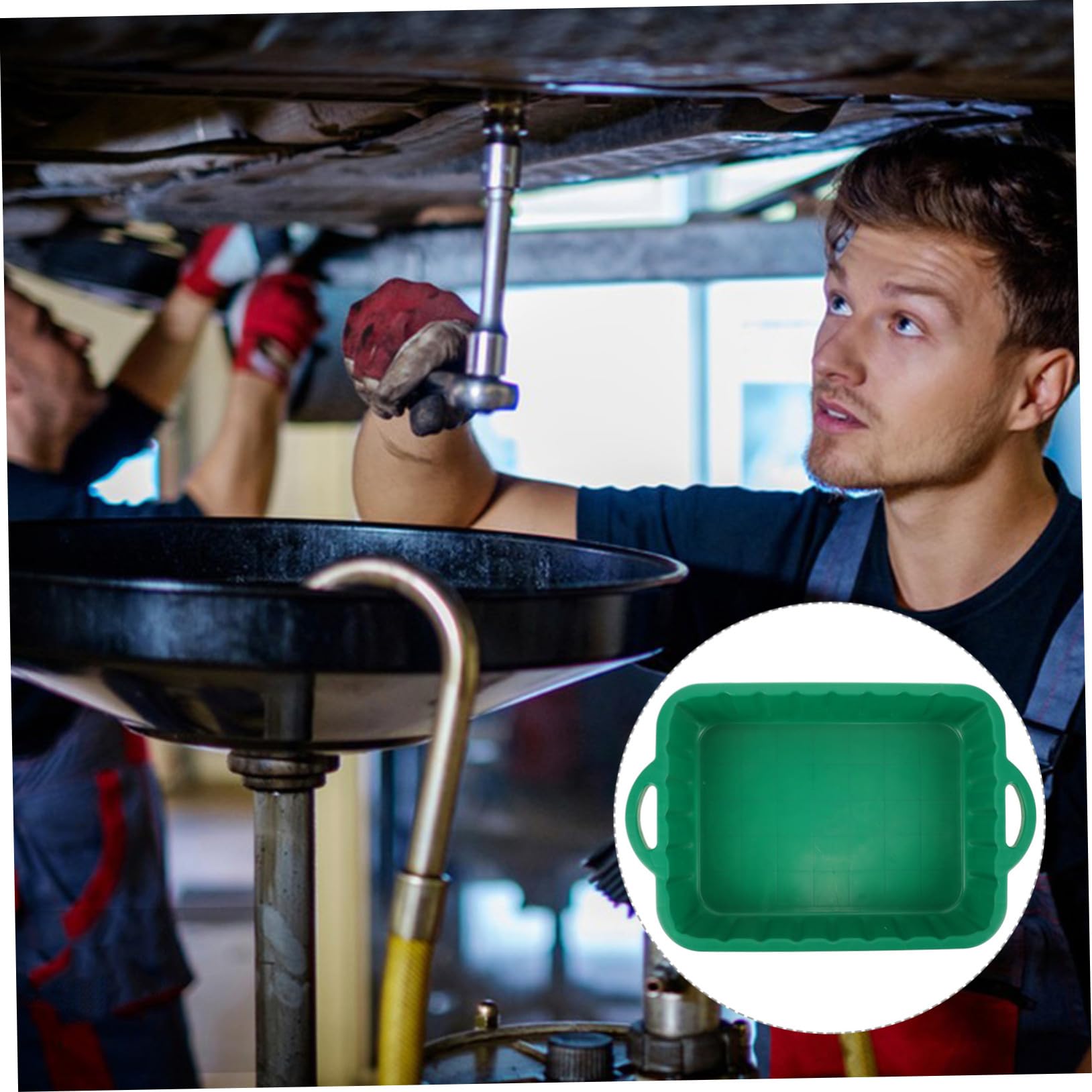 NOLITOY Bac D’Huile de Plastique Vert Récupération en Vidange Automobile
