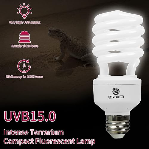 Miniatura 4 de REPTI HOME Luz de reptil UVB 150 bombilla UVA UVB de 13 W para reptiles lámpara de terrario compacta bombilla UVB de reptil para dragón barbudo