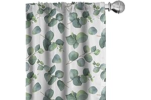 Eucalyptus Leaves Botanical Watercolor Curtains
