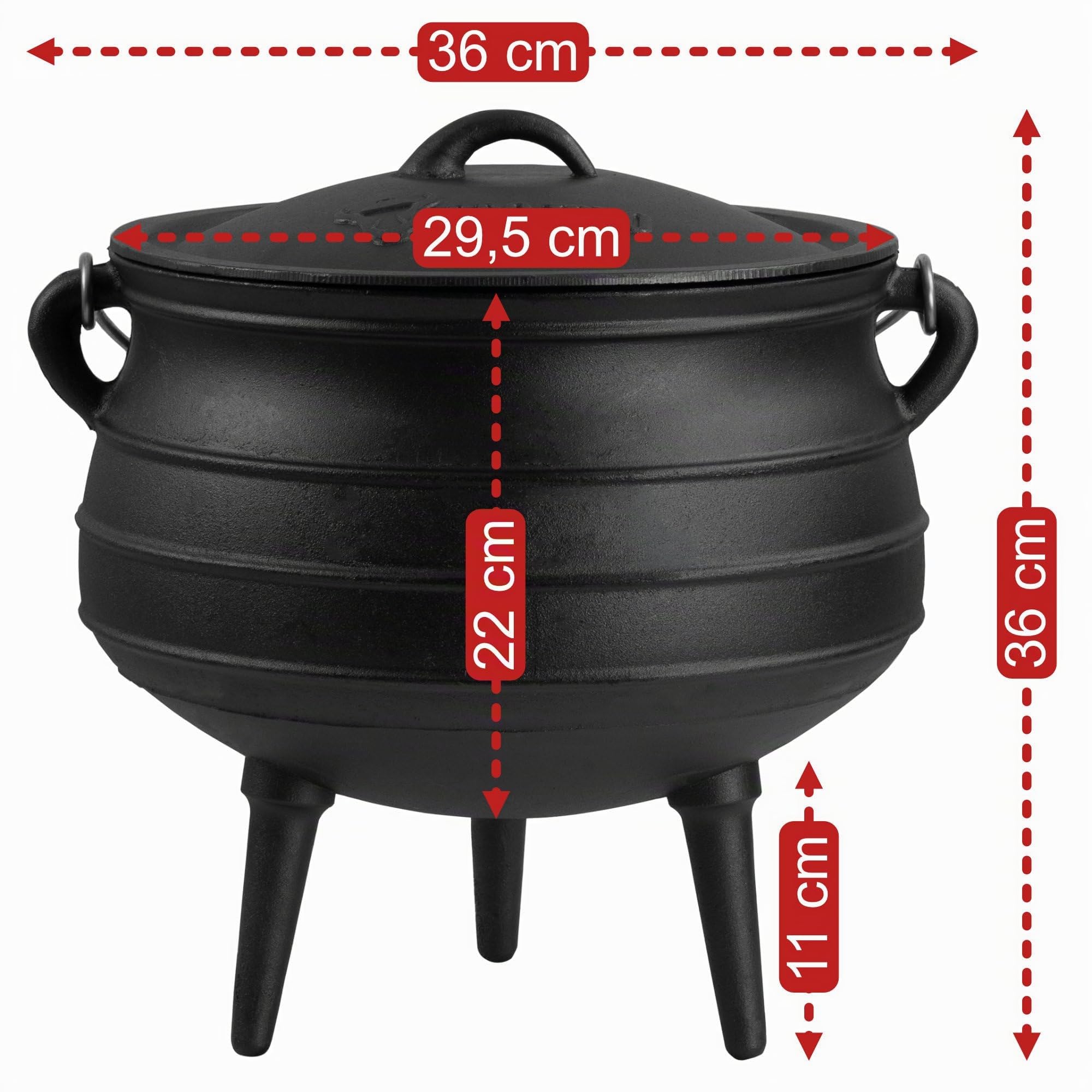 BBQ-Toro Potjie #4 avec pieds | 12 litres | Chaudron de sorcière en fonte | Pot de cuisson en fonte | Four néerlaandais sud-africain