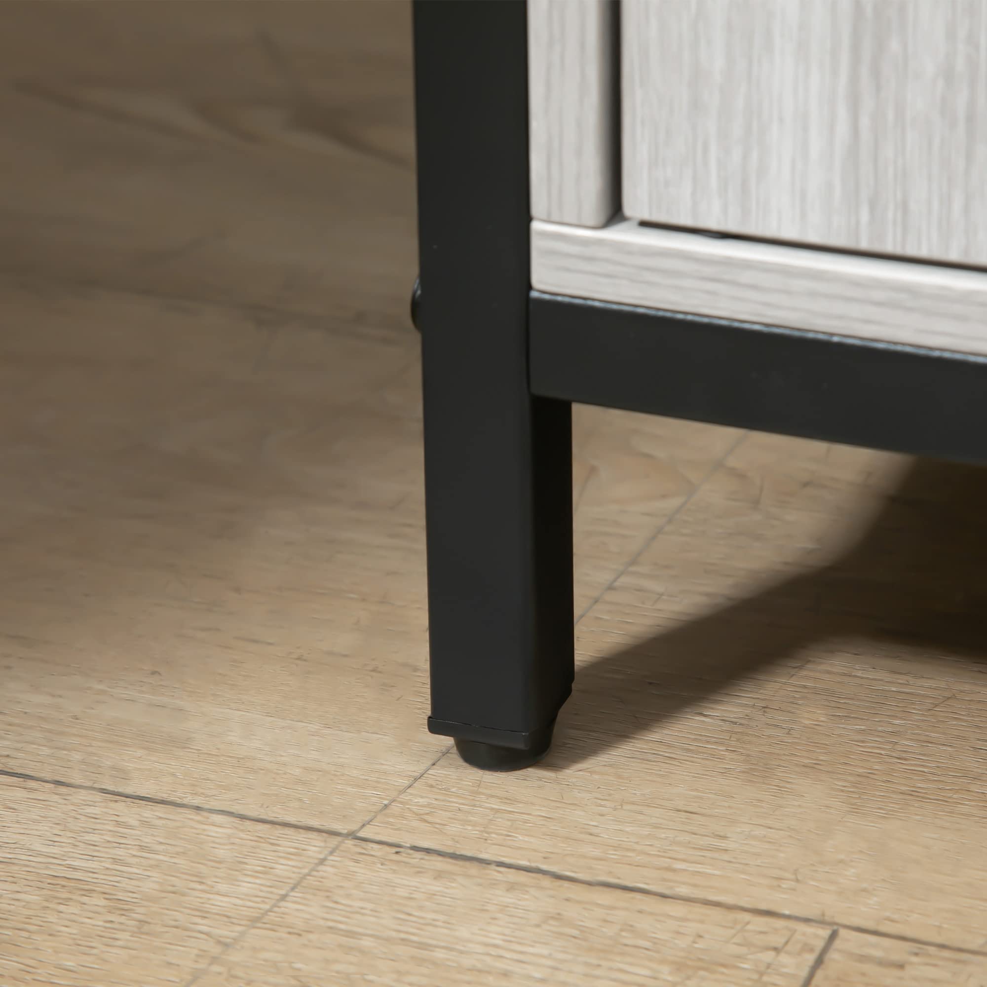 HOMCOM Credenza Moderna in Legno Mobile Cucina 100x34x87.2cm Grigio Chiaro | 2 Armadietti e Ripiani, per Ingresso