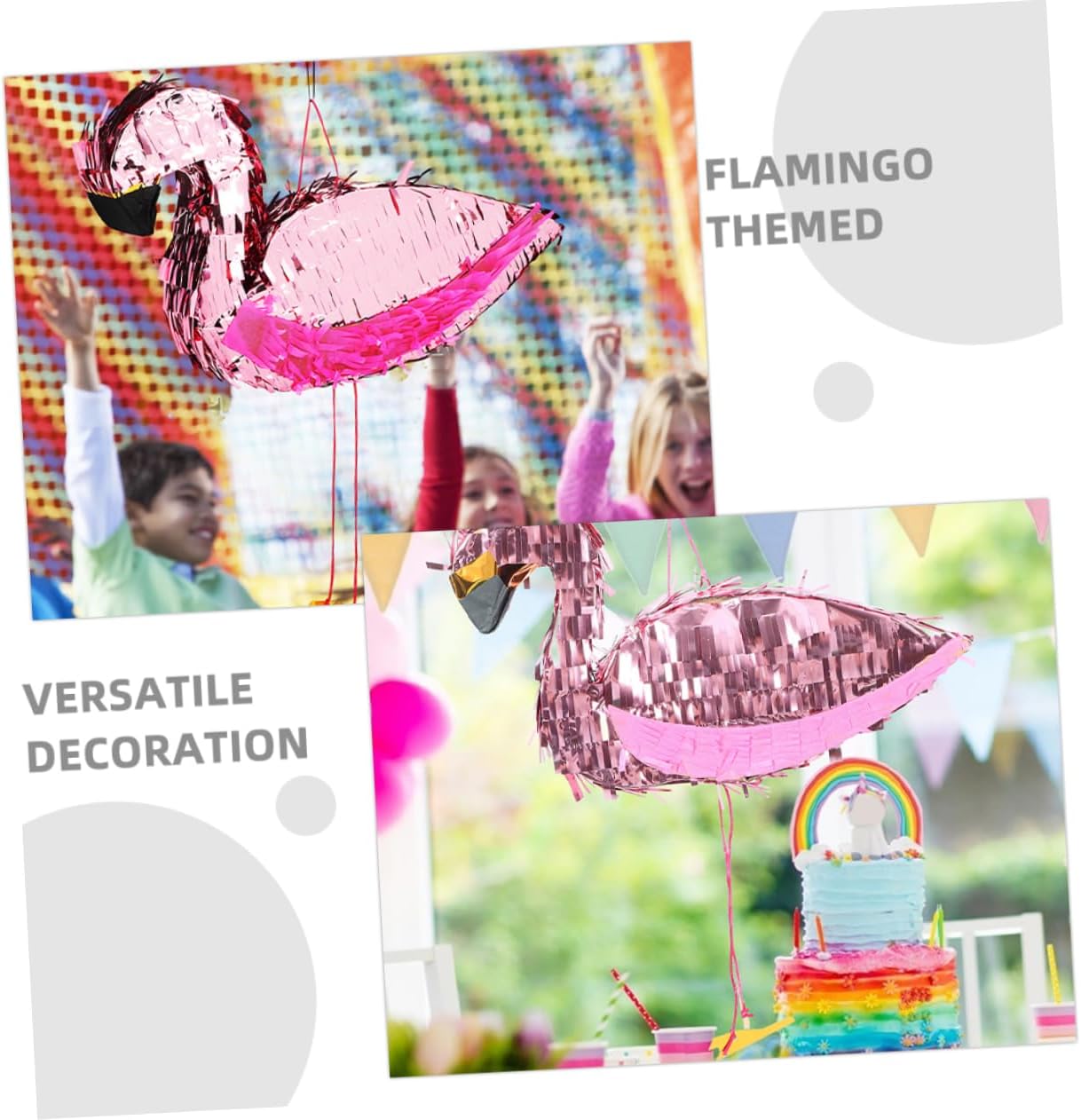 Zerodeko 1 Set Flamingo with Blindfold Stick Tropical Hawaiian Party Supplies for Graduation Summer Birthday Celebrations Interactive Fun Easy to Hang Pink Decoration