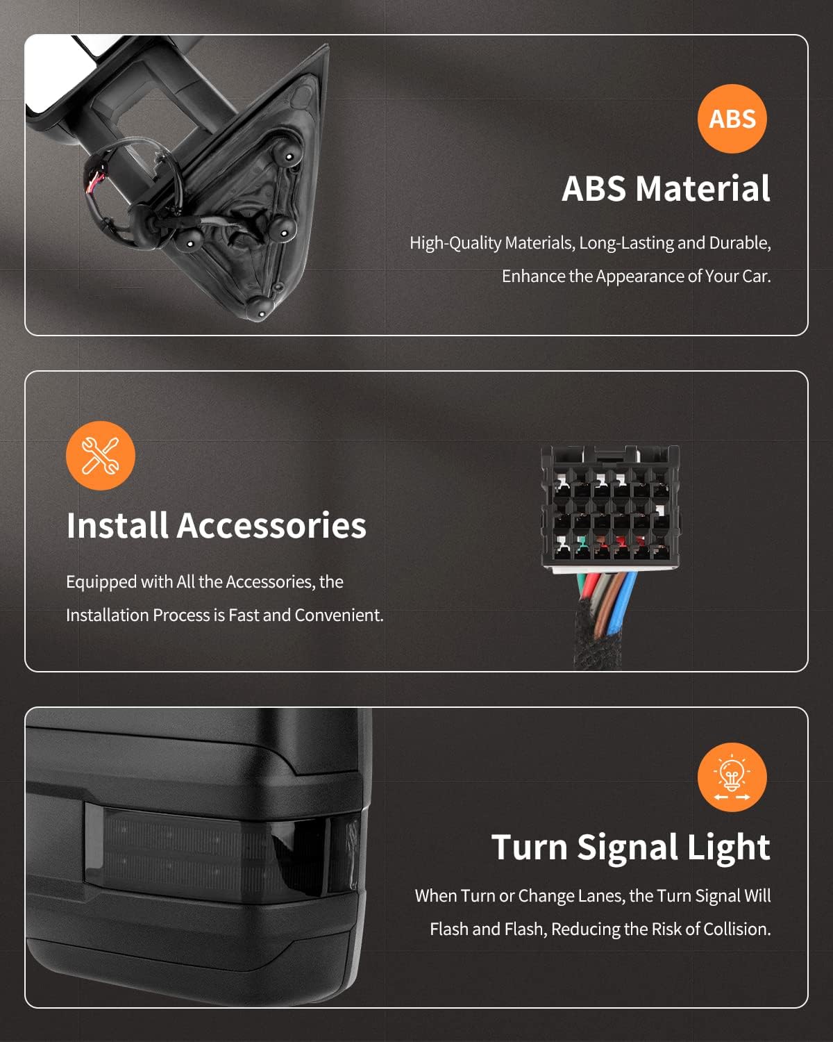 Tow Mirrors Power Heated for 2014-2020 for Chevy for GMC 1500 2015-2019 for Chevy Silverado GMC Sierra 2500 3500 HD Towing Mirrors with Led Turn Signa Light Width Light Side Mirror 1 Pair