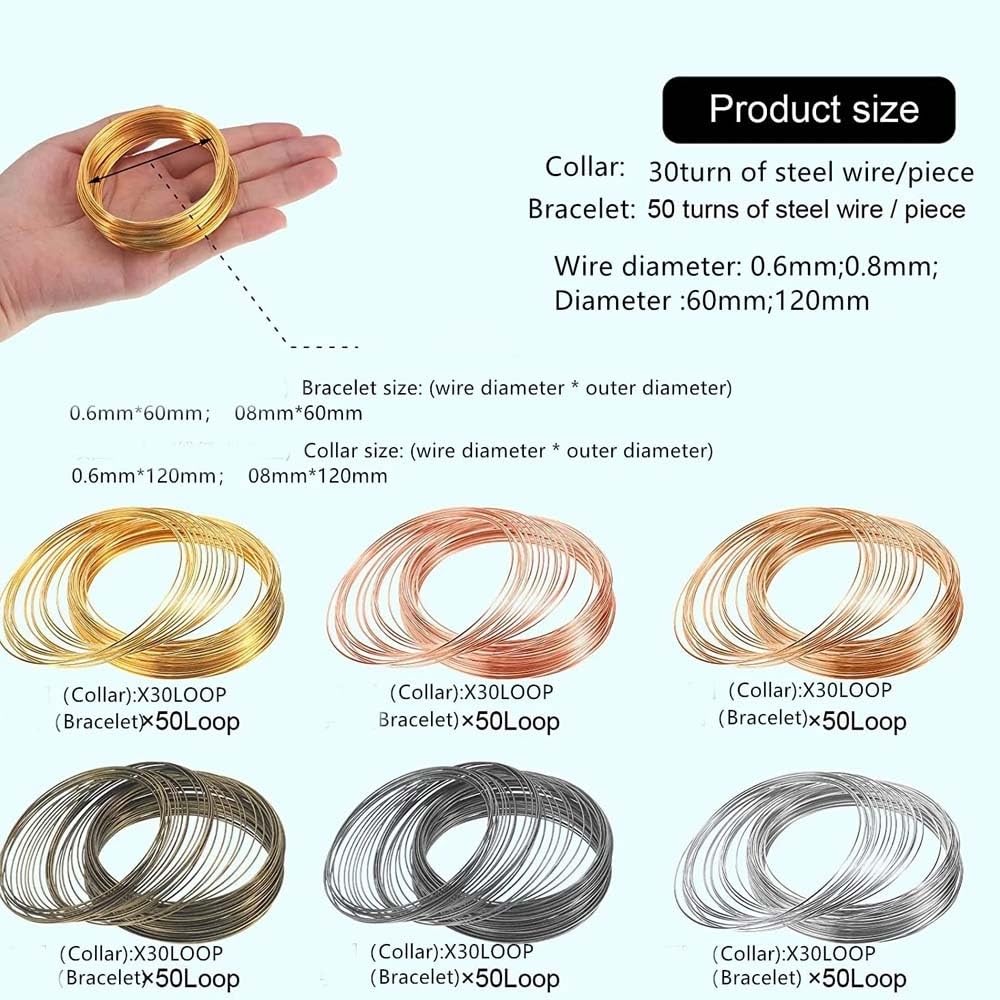 linę stalową, Drut pamięciowy ze stali nierdzewnej(Rose gold,0.8X120mm)