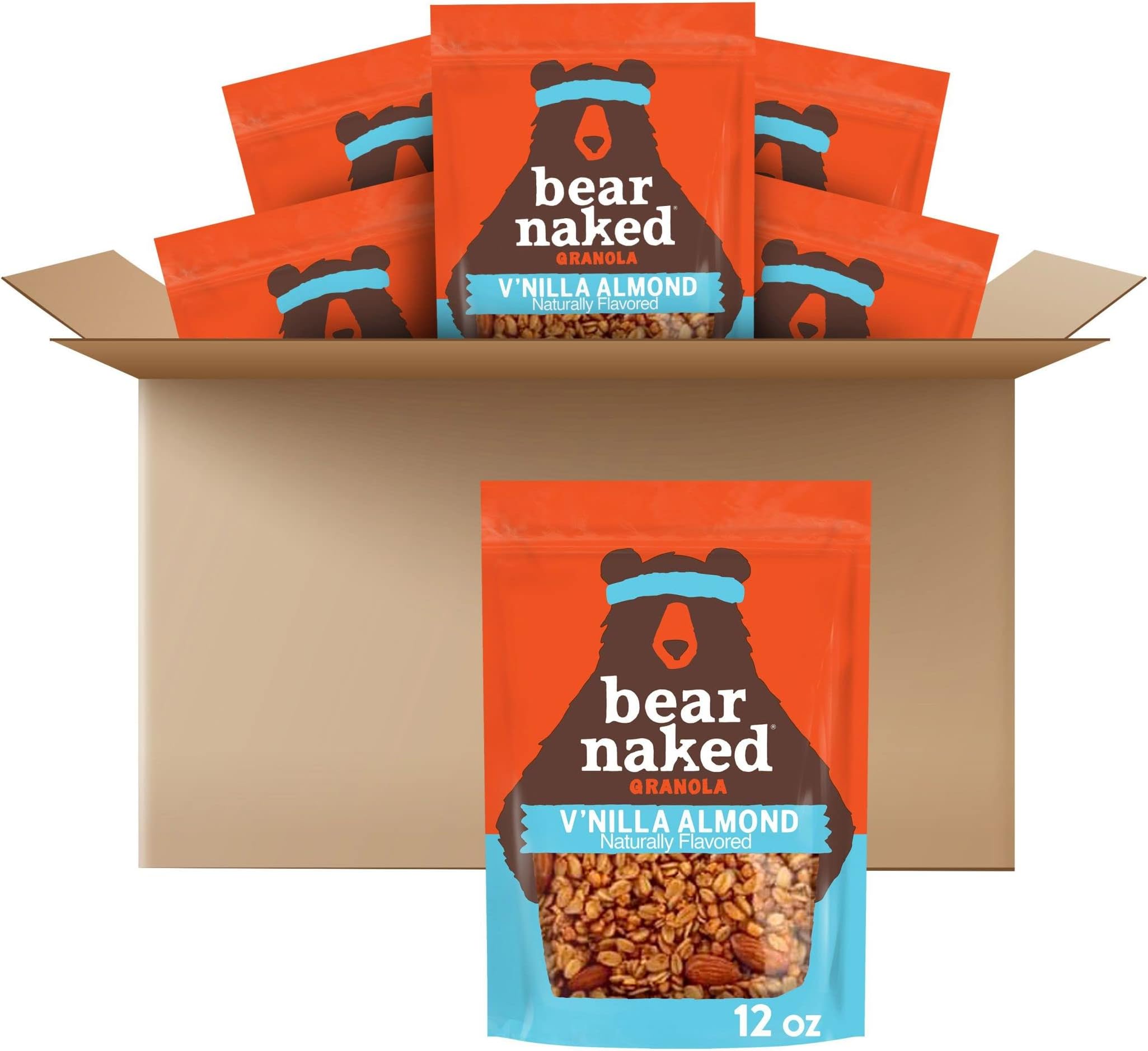 Bear Naked Granola Cereal, Whole Grain Granola, Breakfast Snacks, Vanilla Almond Crisp (6 Bags)