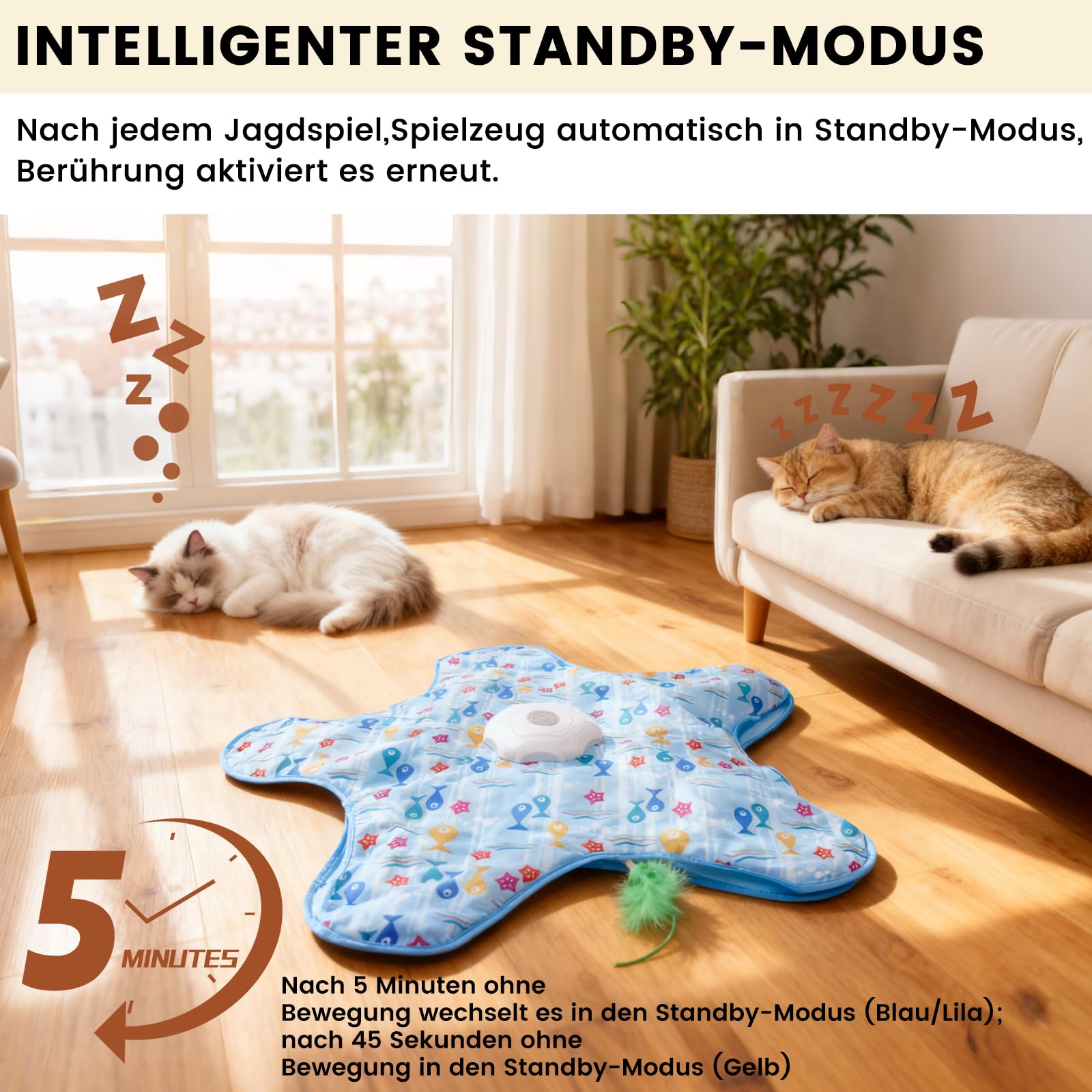 FIVAVA Kattenspeelgoed, speelgoed voor binnen, zelfbezigheid, intelligent interactief kattenspeelgoed met afneembare veren, oplaadbaar