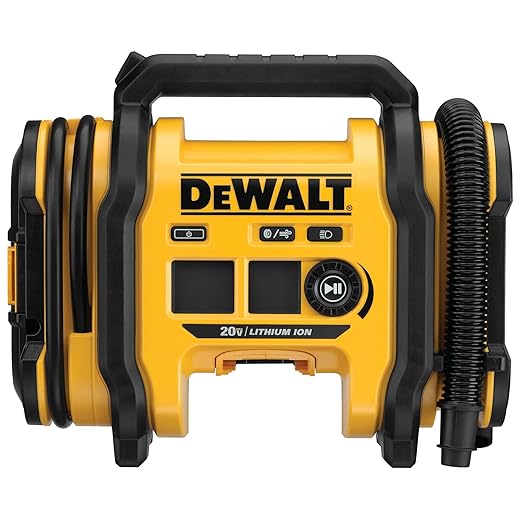 DEWALT Tire Inflator Portable Air Compressor 20V MAX, Car Air Pump with Automatic Shut Off, LED Light, Tool Only (DCC020IB)
