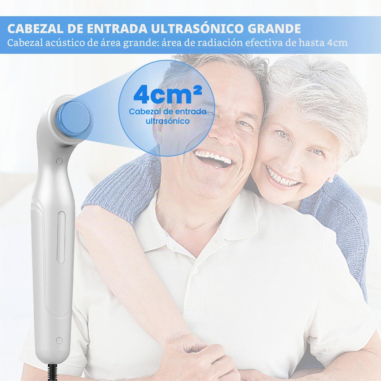 Masajeador ultrasónico para el hogar, 3 MHz, 3 niveles de calor, 42 °C, cabezal impermeable IPX7, temporizador para cuello, espalda, articulaciones y relajación muscular