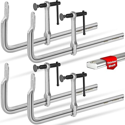 Miniatura 8 de SHALL 4-Pack Bar Clamps Set, 12-Inch Light-duty Drop Forged Steel Bar Clamps, Steel F Clamps with Max 450Lbs Load Limit for Welding, Woodworking,