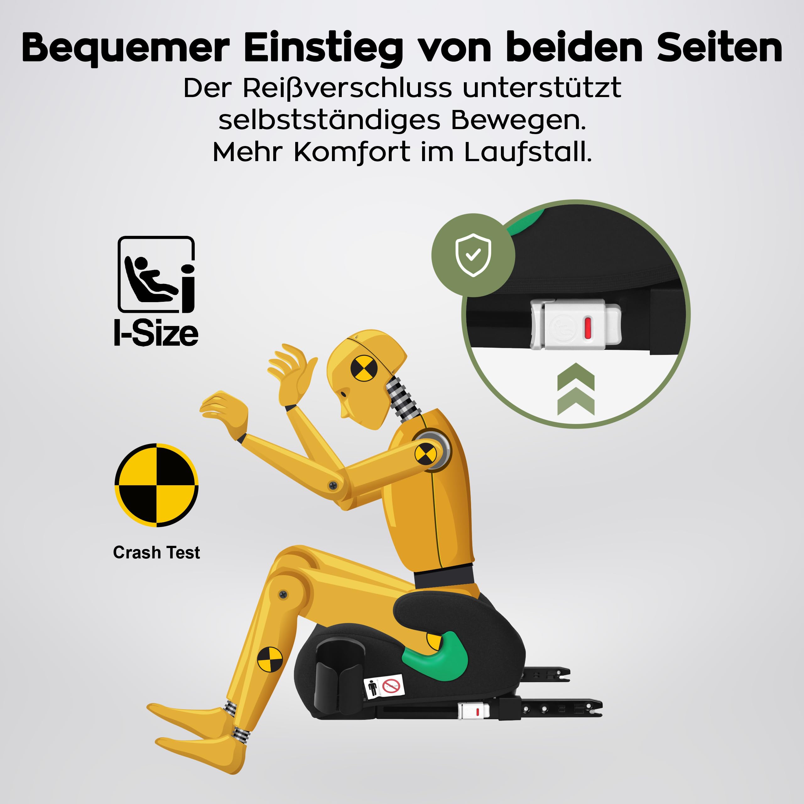 Tulano Cabby 35 Kindersitz - 15–36 kg - 125–150 cm ab 4 Jahren - ISOFIX | sichere Sitzerhöhung Auto Kinder - Vorwärtsgerichtet - ergonomisch gepolsterte Sitzfläche - waschbarer Bezug – Grau