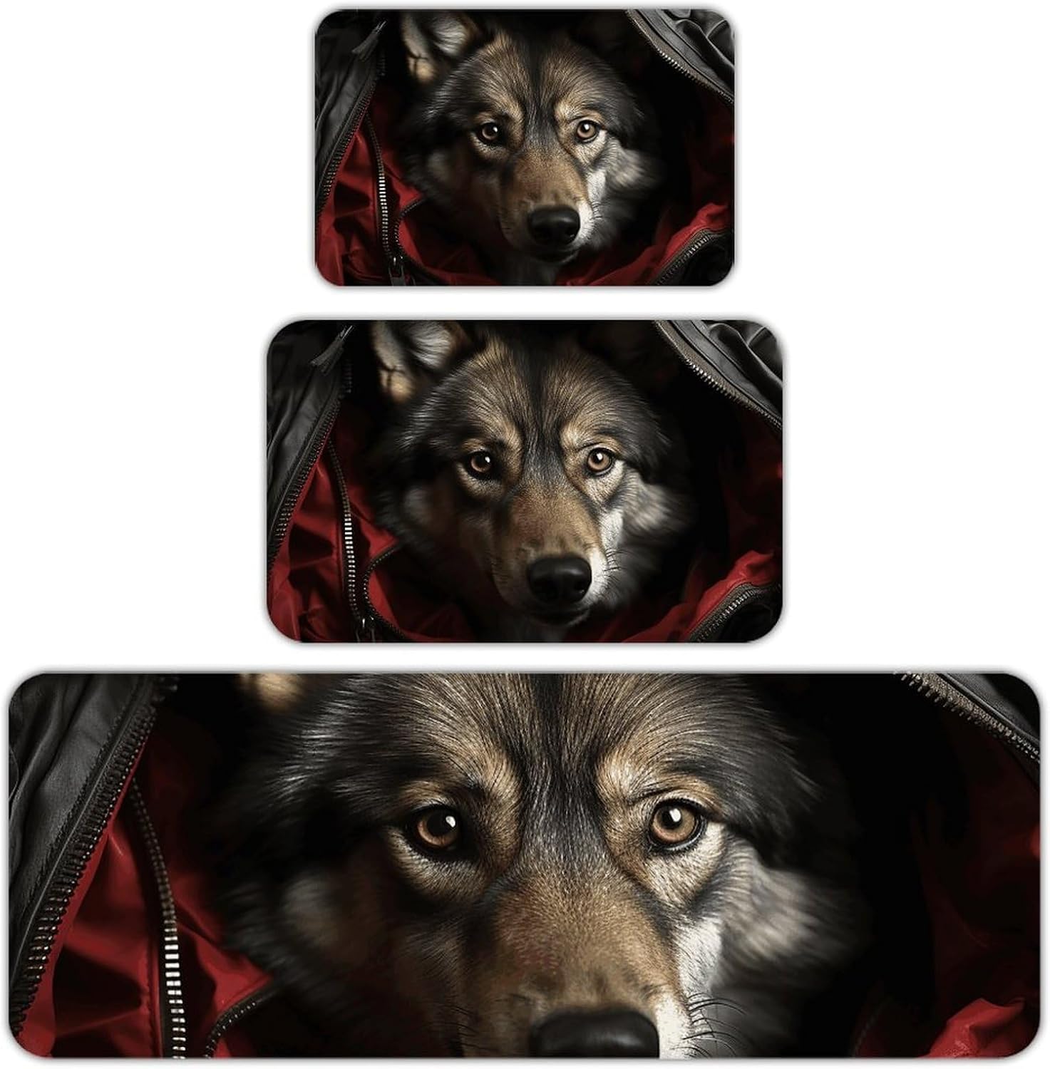 Saw A Wolf Kitchen Mats for Floor 3 Pcs Kitchen Rugs