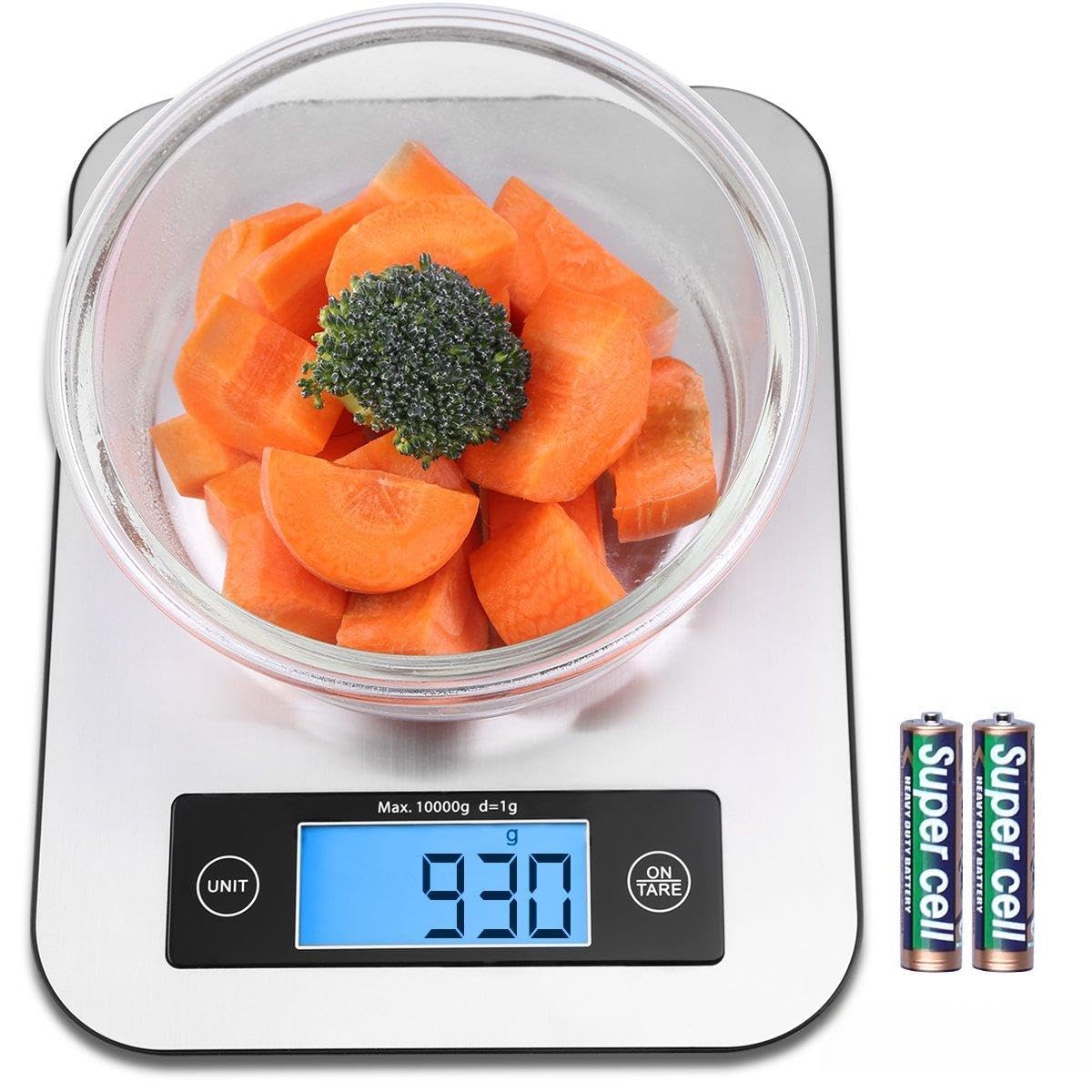 Digital Kitchen Food Scale, Small Cooking Scale with Stainless Steel Panel, Fast Unit Switching Kitchen Weighing Scale, Holds Up to 11 Ibs/5 Kg (Silver)