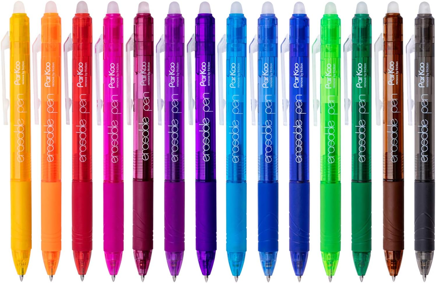 ParKooRetractable Erasable Gel Pens Clicker, Fine Point, Make Mistake Disappear, Assorted Color Inks for Planners and Crossword Puzzles, 14-Pack