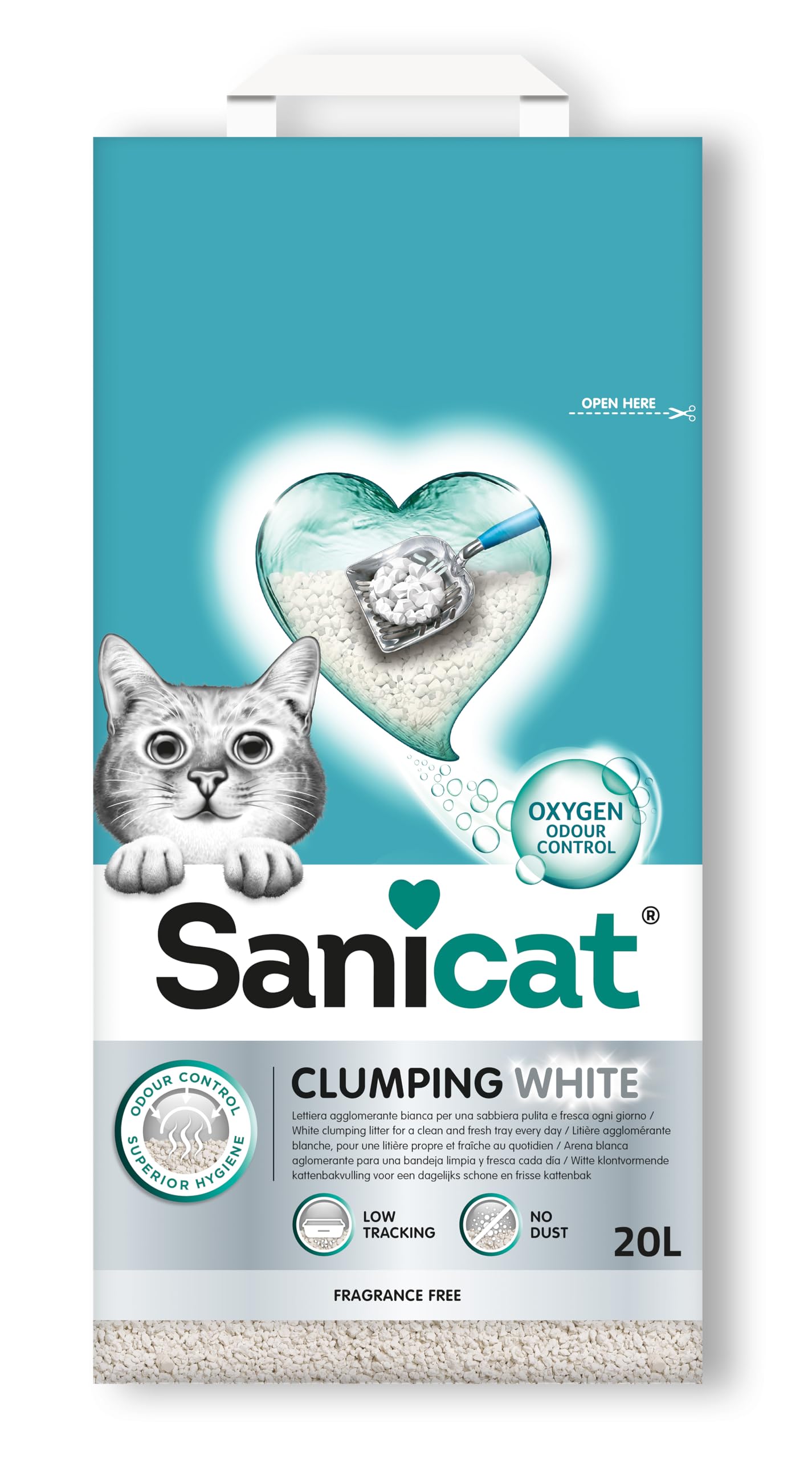Sanicat Arena para gatos Clumping White 20 litros