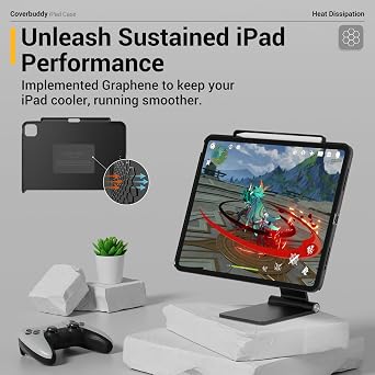MAGEASY CoverBuddy Magic Keyboard Compatible Case for iPad Air 11 (M4 2026 / M3 2025 / M2 2024, 8th/7th/6th Gen) iPad Case fits Magic Keyboard with Heat Dissipation & Pencil Holder (Black 5.0)