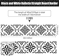 Vista 2 de PerKoop 2 rollos de 131 pies de borde decorativo para tablón de anuncios para aula, borde de papel blanco para decoración de regreso a clases