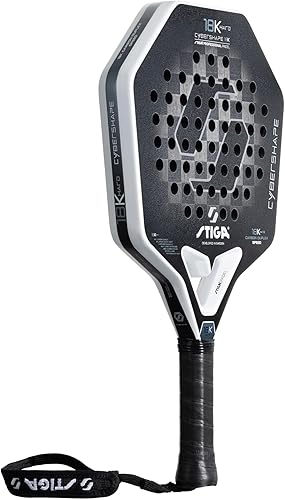 Miniatura 3 de Stiga Raqueta de pádel 18K Hard Cybershape de fibra de carbono, hoja de pádel defensiva para jugadores controlados de alta velocidad avanzados,