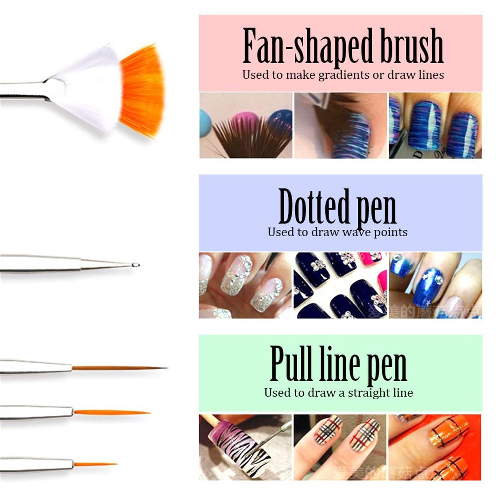 Nagel Pinsel 30-teiliges Gel-Nagelkunst-Pinselset for Punktieren, Malen, Zeichnen und Polieren