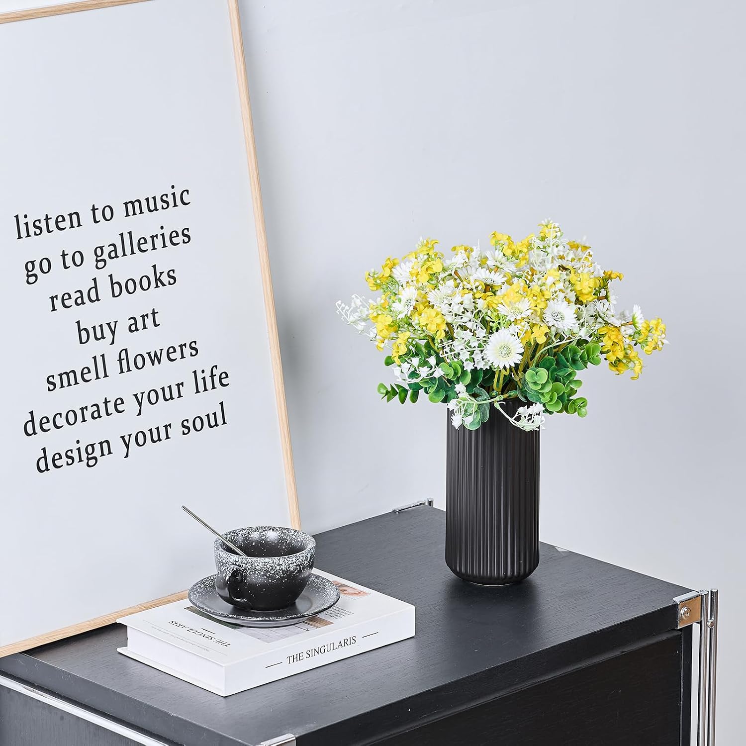 Artificial Daisies Lilac Wildflowers Yellow and White Artificial Flowers,12pcs Spring Summer Flowers for Outdoor Garden Indoor Vase, 14" Faux Wildflowers Bundles for Home Decor with Lily of The Valley image 5