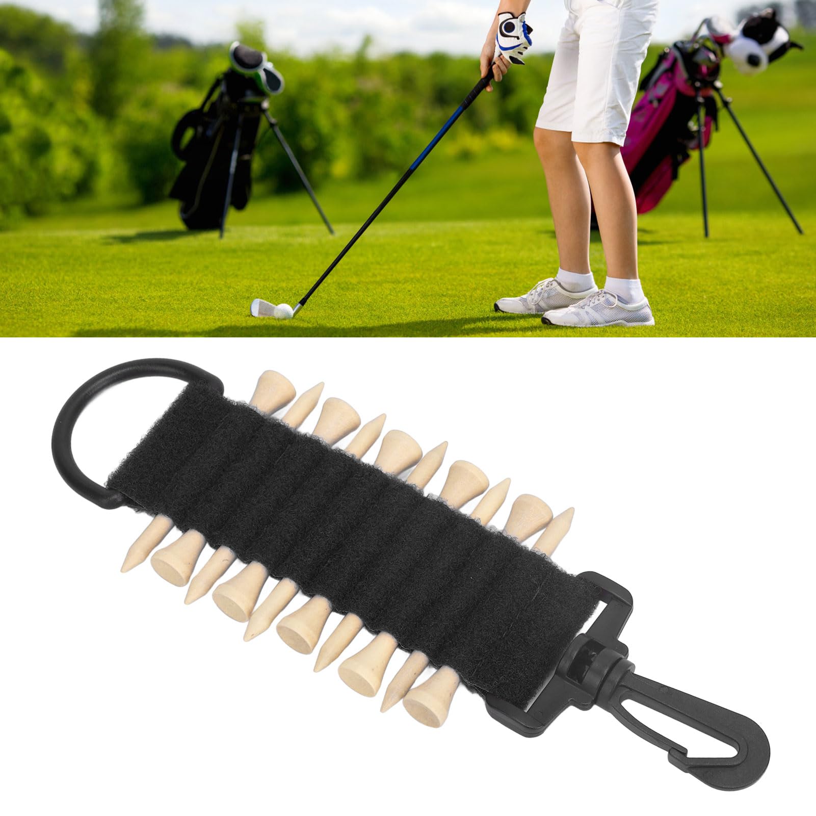 Dilwe Soporte para Te de Golf, Bolsa de Almacenamiento Portátil Multifunción de Nailon con Gancho para Cinturón