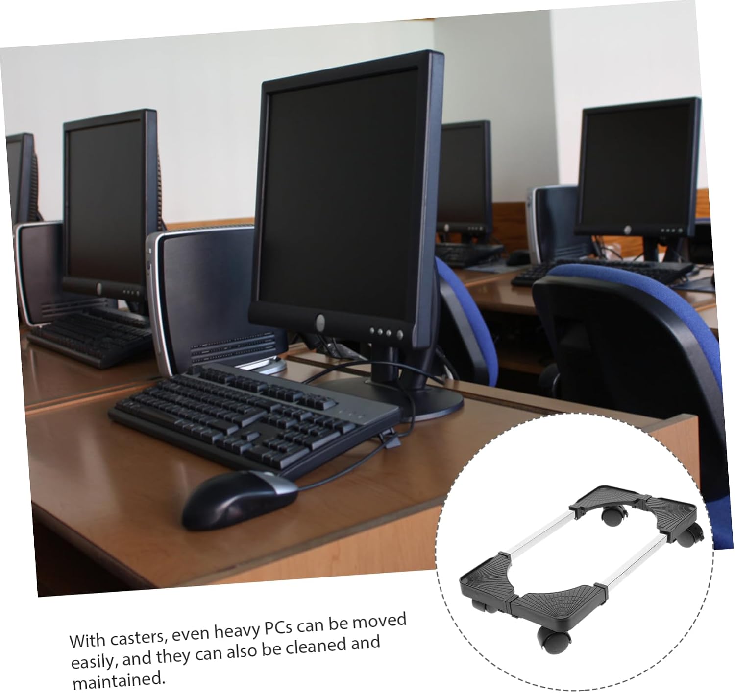 Pc Tower Stand Stand Wheels Portable Cart Under Desk Rolling Holder Strong