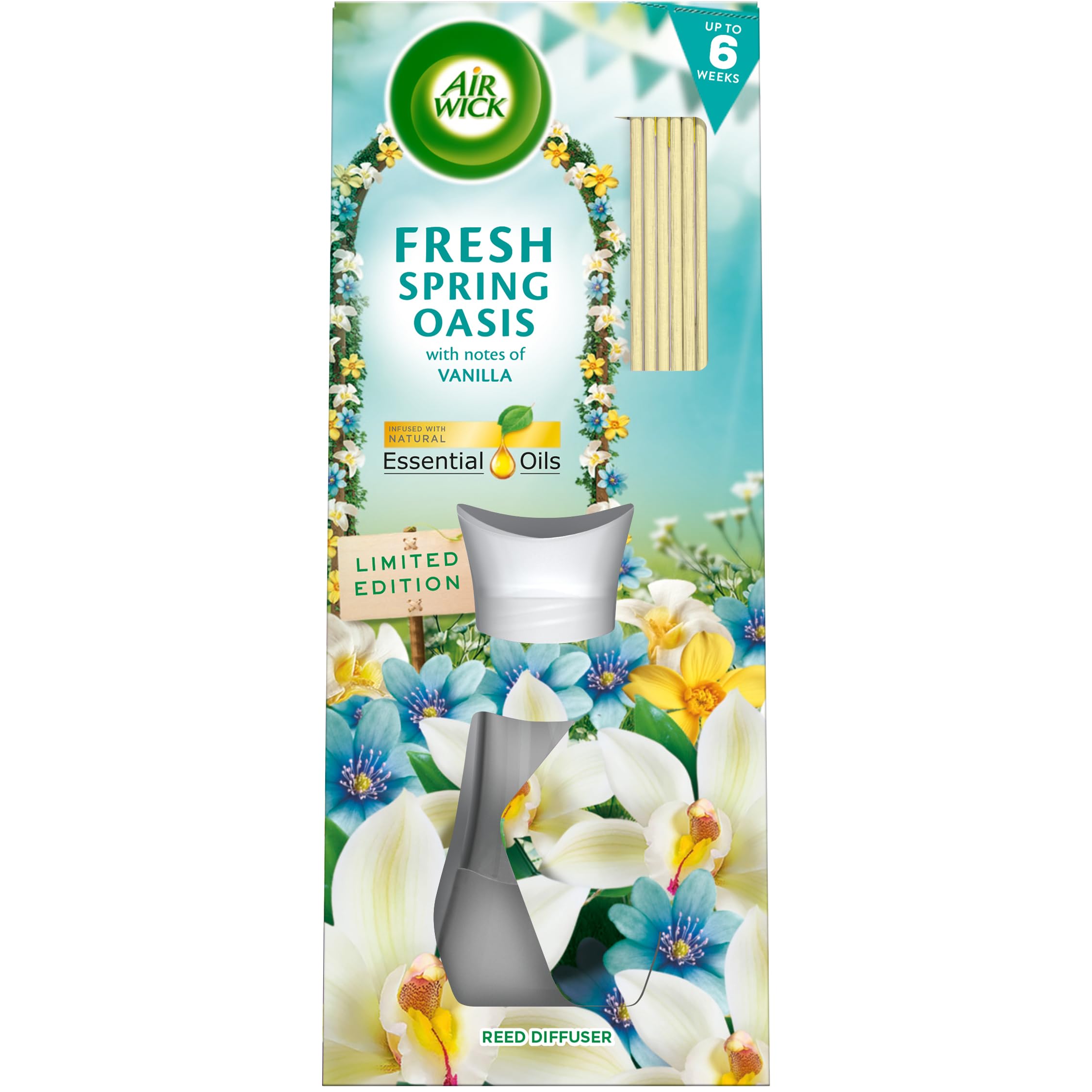 Air Wick Fresh Spring Oasis Essential Oils Reeds Diffuser 42ml Lasts up to 6 weeks Air Freshener