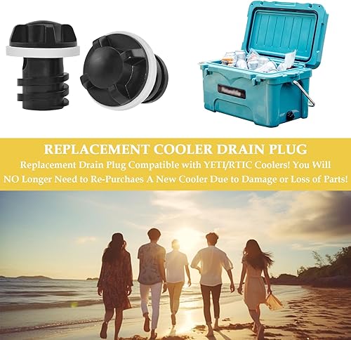 Miniatura 6 de HONSNKS Tapones de drenaje refrigerantes, 4 unidades de drenaje negro compatibles con enfriadores RTIC, Yeti Roadie, enfriadores de tanque y Tundra