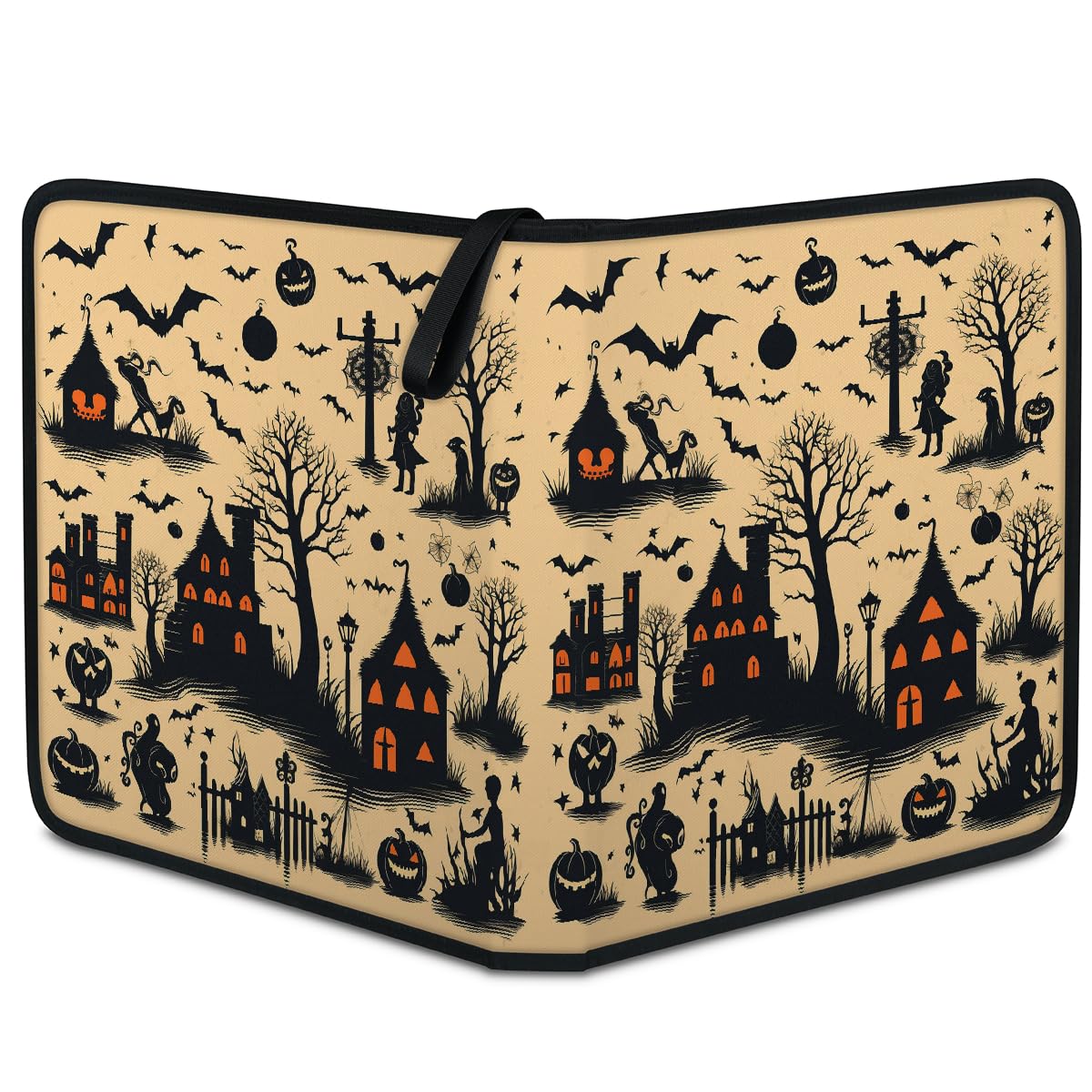 Raccoglitore per carte collezionabili con 4 tasche, motivo pipistrelli di Halloween, con maniche rimovibili, impermeabile, con cerniera, 50 pagine, capacità 400 carte