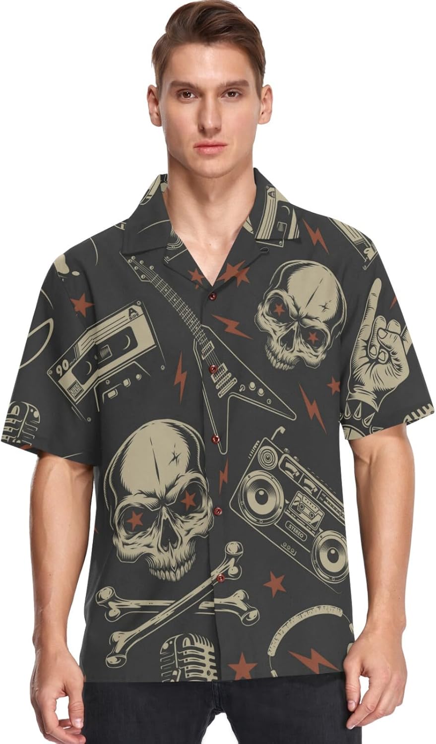 visesunny Mens Casual Button Down Short Sleeve Hawaiian Shirt Aloha Shirt